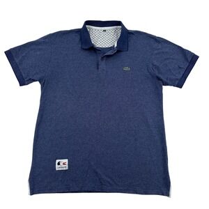 Lacoste Men's Blue Heathered Polo Shirt Short Sleeve Classic Fit Size XXL Croc